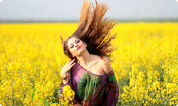 Woman in cornfield